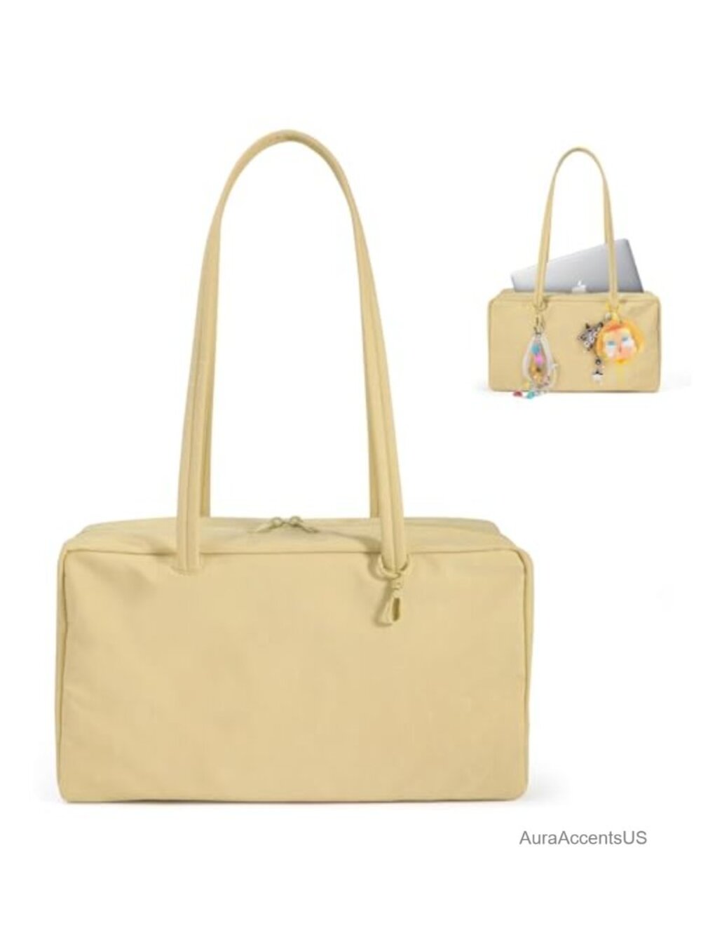 Slouchy Large Bowler Bag East-West Design Nylon Shoulder Bag Work Commute
